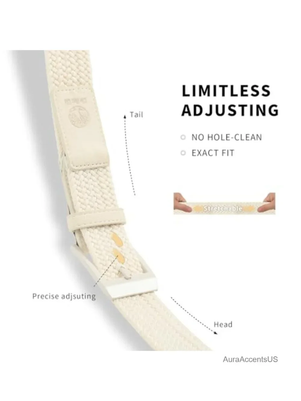 Men's Stretch Golf Belt Braided Elastic Polyester Blend Buckle Casual